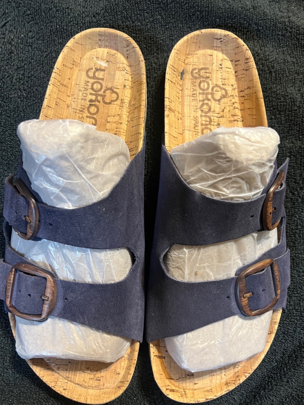 Yokono Women's Navy Double-Buckle Cork Sandal
